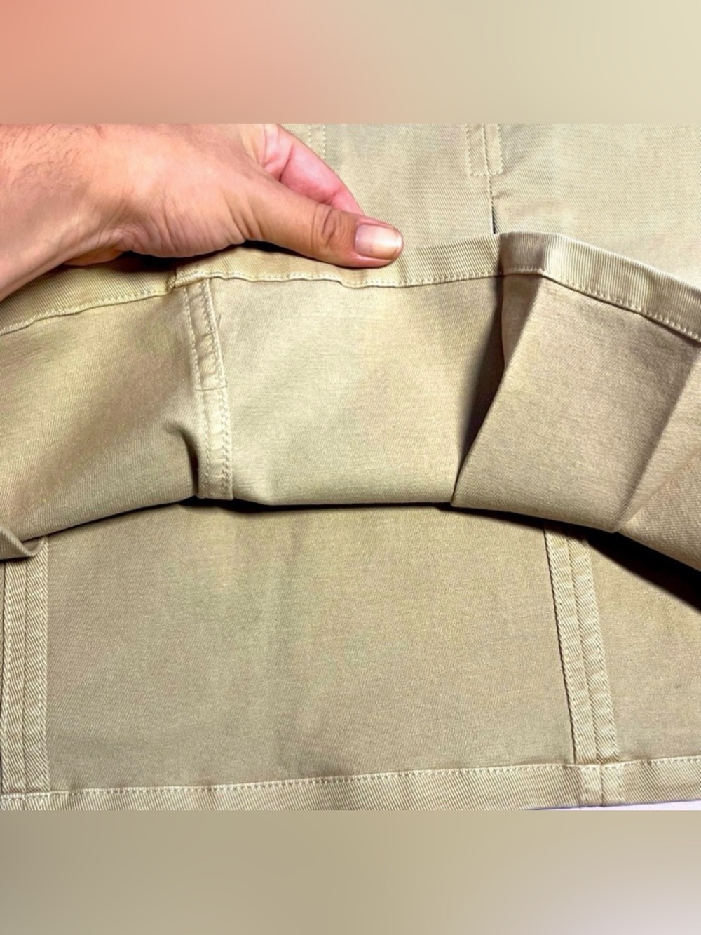 DL 1961 Size 28 Utility Mini Skirt Almond Soft Khaki Twill Classic Pleat Cotton - Picture 12 of 14
